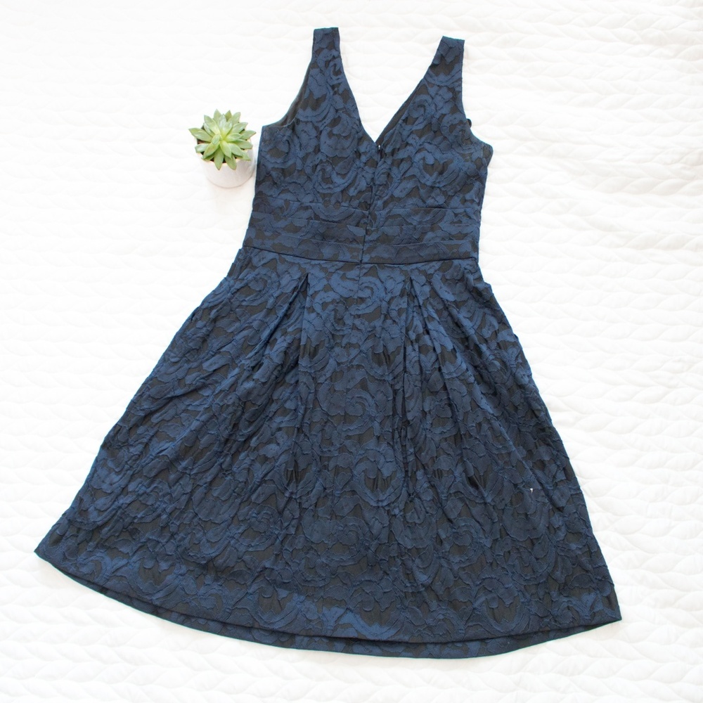 Lauren RL | Navy Lace A-Line Sleeveless Dress - Picture 6 of 6
